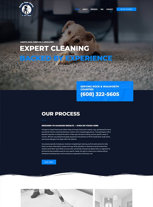 Screenshot of Superior Carpet Cleaning Home Page